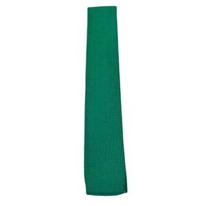 VTG Mikael York Collection Green Knit Tie Square Bottom Narrow Skinny Necktie